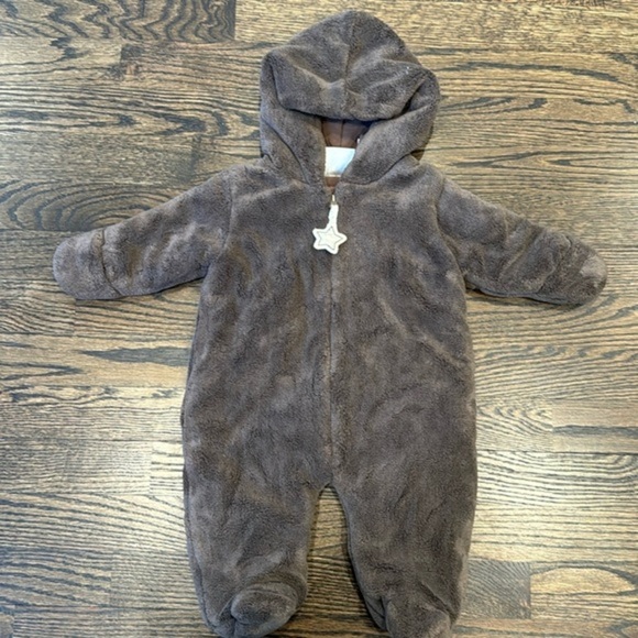 Baby Sherpa fleece fuzzy warm bear ear hooded bunting winter snow - Picture 1 of 6